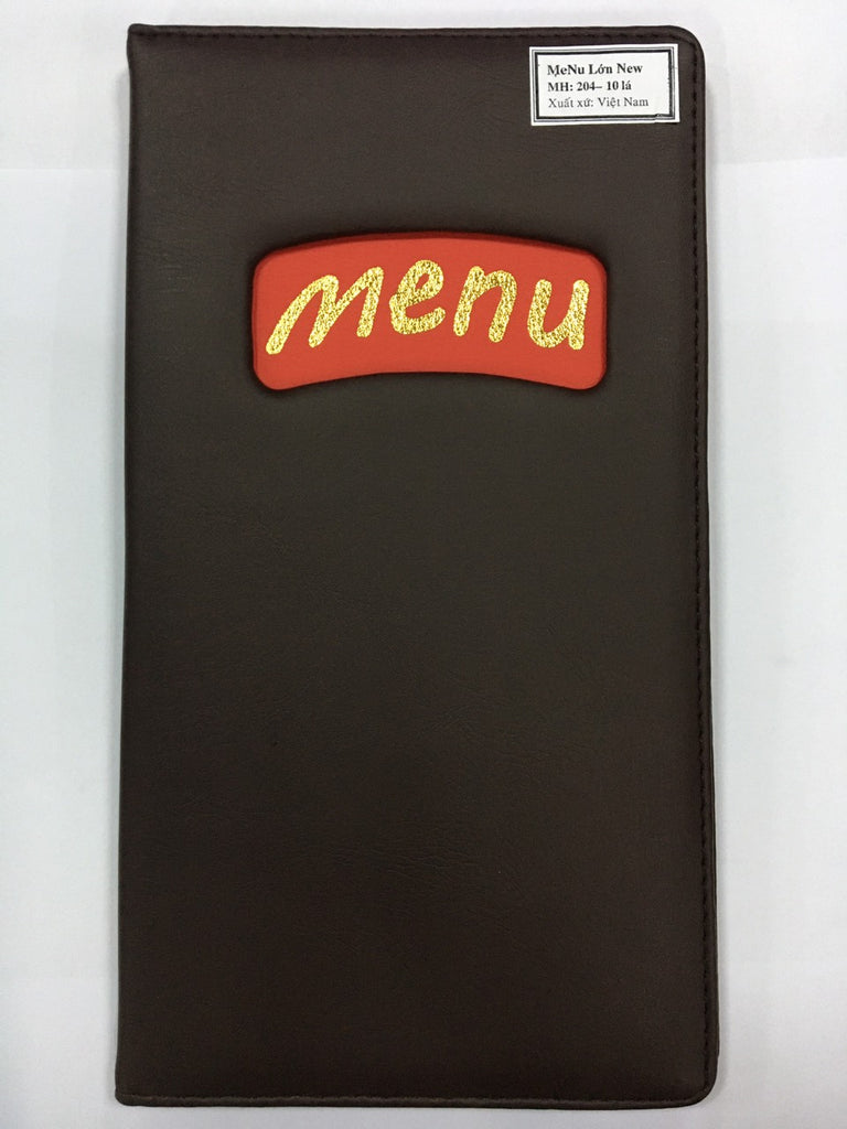 Bìa Menu Thực Đơn Da 10 Lá 204 _ 16x29cm