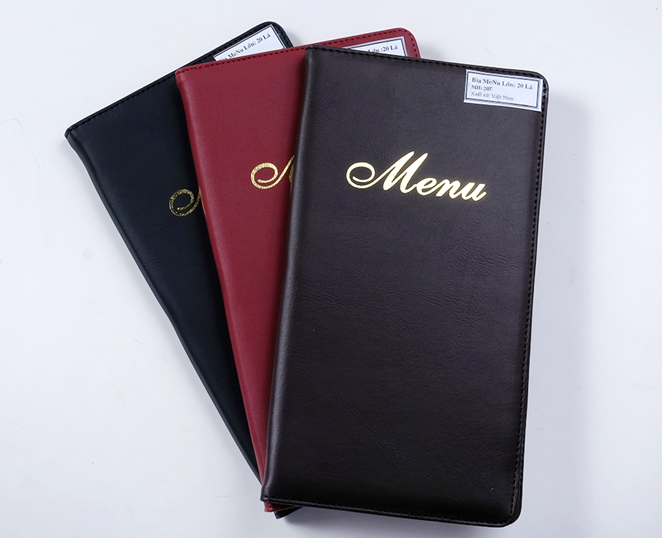 Bìa Menu Thực Đơn Da 20 Lá 207 _ 16x29cm