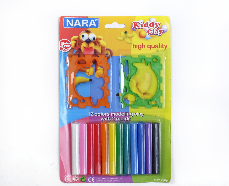 Đất Sét Nặn 12 Màu Kèm Khuôn Nặn Kiddy Clay ST-200-12+2M