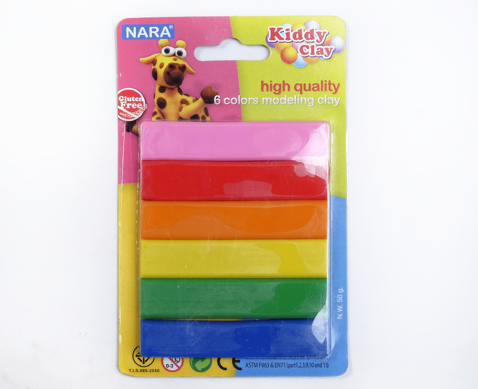 Đất Sét Nặn 6 Màu 50g Kiddy Clay Nara ST-50-6
