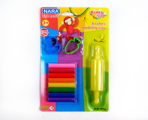 Đất Sét Nặn 8 Màu 100g Kèm 2 Khuôn Nặn Kiddy