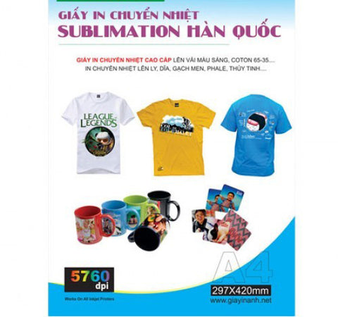 Giấy In Chuyển Nhiệt 130 gsm - Sublimation Vàng A4, A3(100 Tờ/ Xấp)